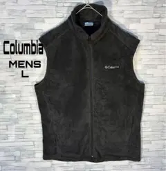 【USA古着】コロンビアフリースベストL ブランド刺繍グレーポケットレイヤード