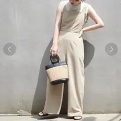 natural couture ちょっとモードな大人の サロペ オールインワン