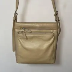 ベージュ レザー ショルダーバッグ
