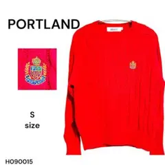 ★訳あり★PORTLAND ケーブル編みセーター S 赤 綿100% ニットのサムネイル