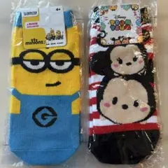 ミニオンズ＆ディズニー ツムツム 靴下 2足セット