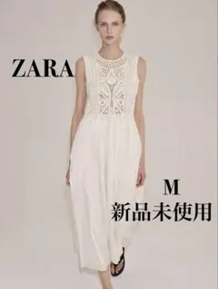 ZARA ザラ　刺繍入りミディワンピース　新品未使用　Mサイズ　完売商品
