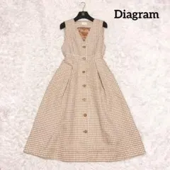 Diagramチェック ジャンパー スカート ワンピース ロング フレア
