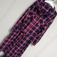 赤チェック ロングワンピース