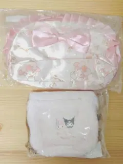 【訳あり】マイメロディ〜リボン付きサテンポーチ＆もこものミニ巾着〜