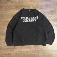 古着　ポロジーンズ POLO JEANS スウェット　ブラック 刺繍ロゴ
