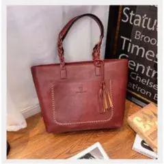 トートバッグ 赤 レッド ブラック 大容量　A4サイズ対応 通勤通学 デイリー