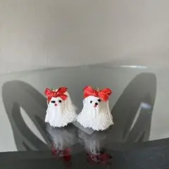 マルチーズ　こいぬピアス　白