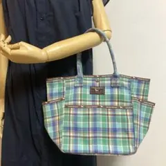 【Labrador Retriever 】チェック柄トートバッグ　ポケット付きのサムネイル