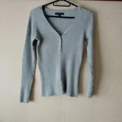 GAP リブ編み Vネックセーター XS グレー