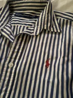 ラルフローレンロゴ刺繍ストライプ長袖シャツ