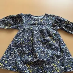 花柄 長袖ワンピース ネイビー90cm