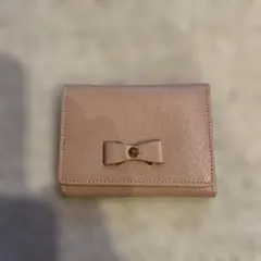FURLA リボン付きピンク三つ折り財布