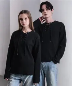 CLEL】ファンクショナリー サーマルレースアップTシャツ ブラック XS