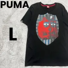PUMA プーマ 猫 グラフィックTシャツ L 黒 ビッグプリント 半袖
