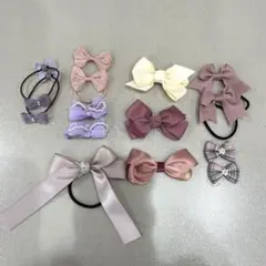 リボンヘアアクセサリーセット ピンク女の子