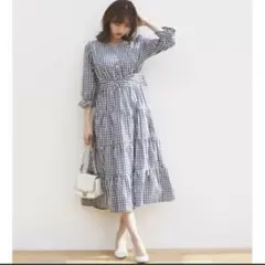 完売 新品 トッコ ギンガムチェック ティアード ワンピース