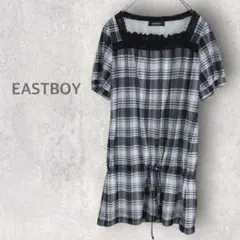 【イーストボーイ】ミニワンピース M チュニック チェック柄 スクエアネック