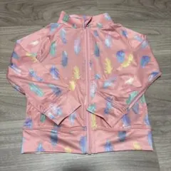 【美品】ピンク 羽根模様 ラッシュガード 90cm