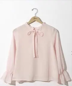 flower bright ribbon blouse pinkのサムネイル