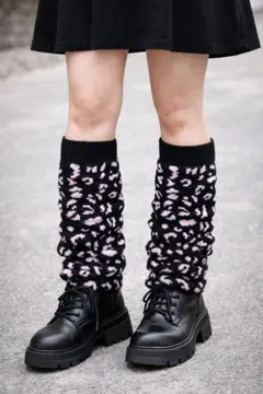 レッグウォーマー ヒョウ柄 レオパード柄 Y2K 地雷系 ブラック ピンク