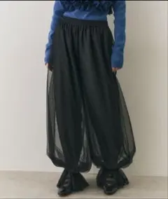 タグ付き 裾レースチュールバルーンパンツ ラベルエチュード