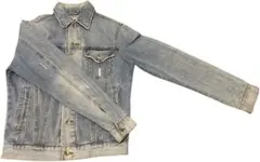 デニムジャケット プリント ダメージあり Mサイズ 165-175cm