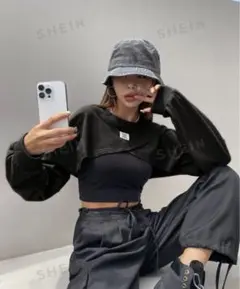 DAZY ブラック クロップドトップ Mサイズ