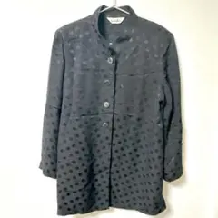 ブラック ドット柄 長袖 ジャケット 黒 ヴィンテージ レトロ キュプラ70%