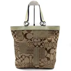 COACH コーチ トートバッグ パッチワーク パイソン ライトブルー グリーン