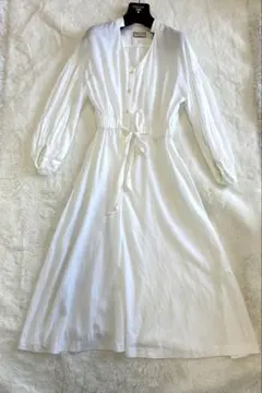 グレースコンチネンタル　ホワイト シャツワンピース ウエストリボン