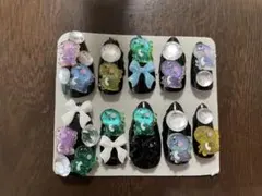 恐竜 ダイヤ リボン ネイルチップ ハンドメイド 現品 立体 多彩 10個セット