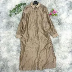 【a.v.v】アーヴェヴェ ベージュ シャツロングワンピース (S) マキシ丈