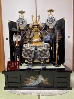 五月人形 鎧飾り一式 竹麻呂作 京甲冑 15号半飾 天然水晶 鑑定書 端午の節句