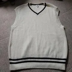 UNIQLO　ユニクロ　ベスト　ニット　Vネック　ホワイト　ネイビー　S