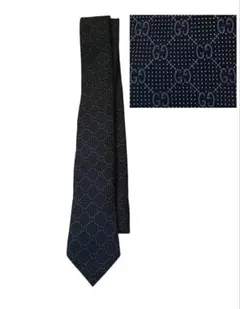 試着程度　超美品　GUCCI　グッチ　GG柄　ネクタイ　ブラックのサムネイル