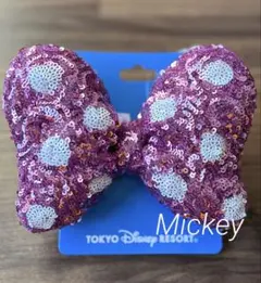 【新品】ディズニー　ヘアゴム ミニー リボン スパンコール ピンク