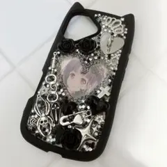 スマホケース デコケース デコ電 地雷系 猫耳 黒 iPhone16対応