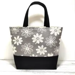 【ハンドメイド】モノトーングレー　マーガレットミニトートバッグ　※マグネット※