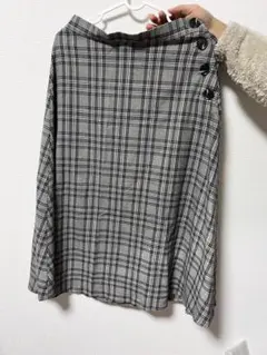 GU チェック柄 フレアスカート XL
