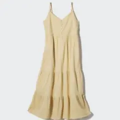 UNIQLO クリンクルコットンキャミソールワンピース　ベージュ　Lサイズ