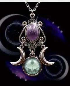 ゆ*な様 三日月デザイン ネックレス 紫と緑のストーン