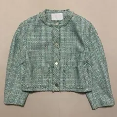 【美品】Ballsey ミックスツイード クロップドノーカラージャケット 36