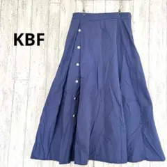 ケービーエフ KBF フレアスカート【F】ウエストゴム ファスナー ブルー系