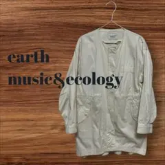 earth music&ecologyコットンノーカラーモッズコート/アイボリー