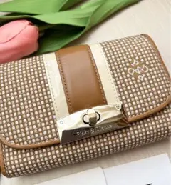 ❷在庫最後★ピンキー&ダイアン三つ折り財布新品ベージュ革レザー収納多★格安