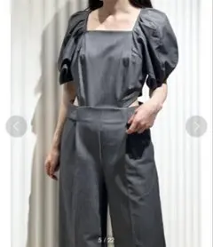 SNIDEL サイドスリットオールインワン グレー