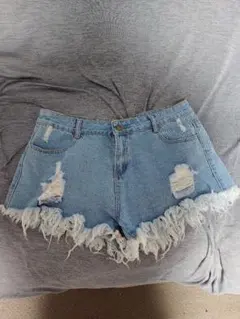3XL ゆったりサイズ　ライトブルーデニムショートパンツ　ショーパン