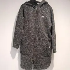 FILA フード付きジップアップロングコート グレー系　裏起毛
