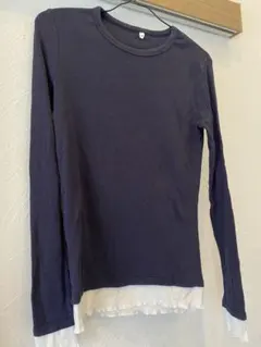 coca ネイビー M リブ編み 長袖Tシャツのサムネイル